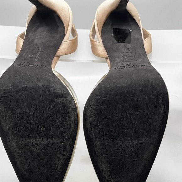 Giambattista Valli heels |Gold Leather Slingback Stiletto Heels - Picture 8 of 12